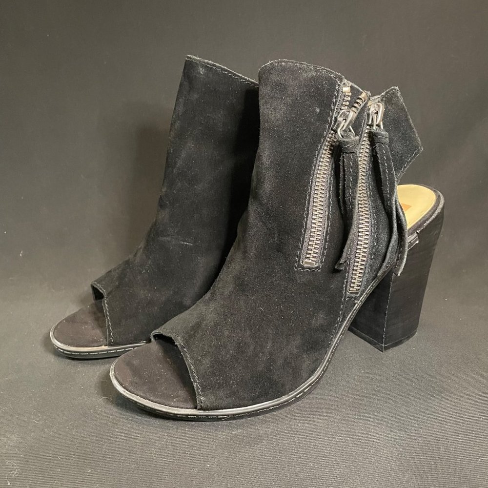 Dolce Vita Niomi Open Toe Bootie Slingback Ankle Boots Black Suede 10